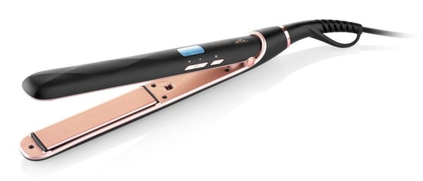 ETA Fenite Hair Straightener Gift Set with Ceramic Plates, LCD Display, Brush, Comb, Hair Clips, and Case