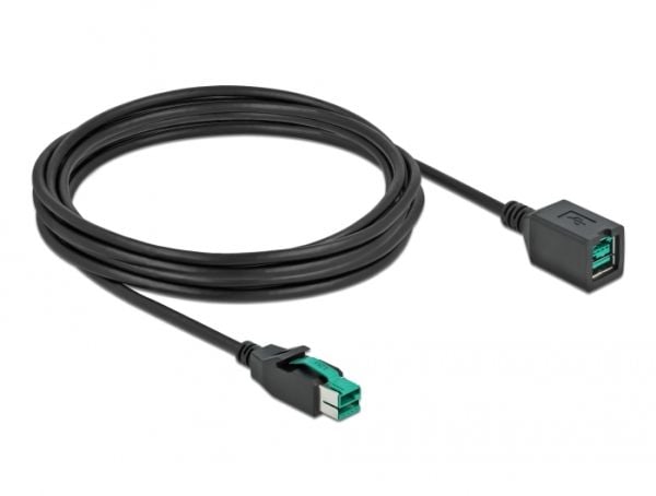 Delock - PoweredUSB extension cable - USB PlusPower (12 V) (hann) til USB PlusPower (12 V) (hunn) - 12 V - 4 m - svart