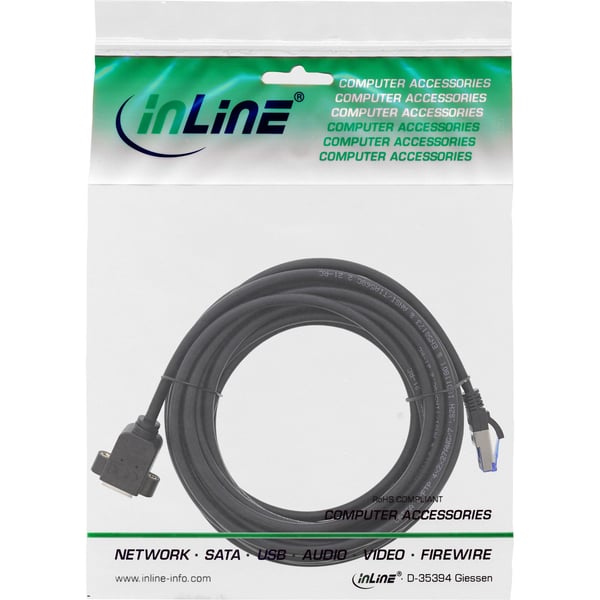 InLine 76507X, 7,5 m, Cat6a, S/FTP (S-STP), RJ-45, RJ-45, Svart