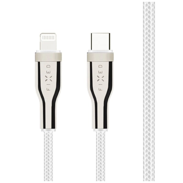 FIXED - Lightning-kabel - USB-C hann til Lightning hann - 2 m - MFI-sertifisert - hvit - braided