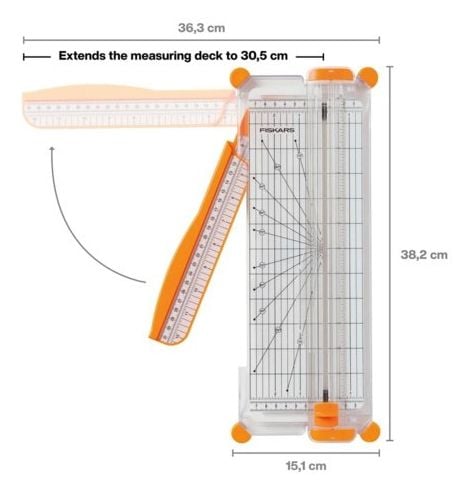 Fiskars 1077799, 10 arkkia, 30,5 cm, Manuaalinen lukitus, A3, A4, 75 g/m², Valkoinen