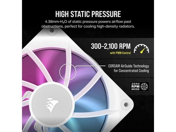 CORSAIR iCUE Link RX120 RGB - Kabinettvifte - 120 mm - hvit