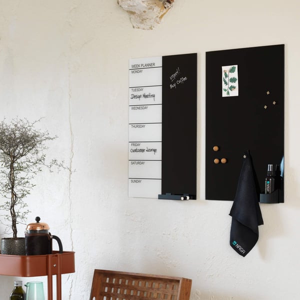 Magnetisk NAGA ugetavle i glas 40x60 cm - engelsk tekst