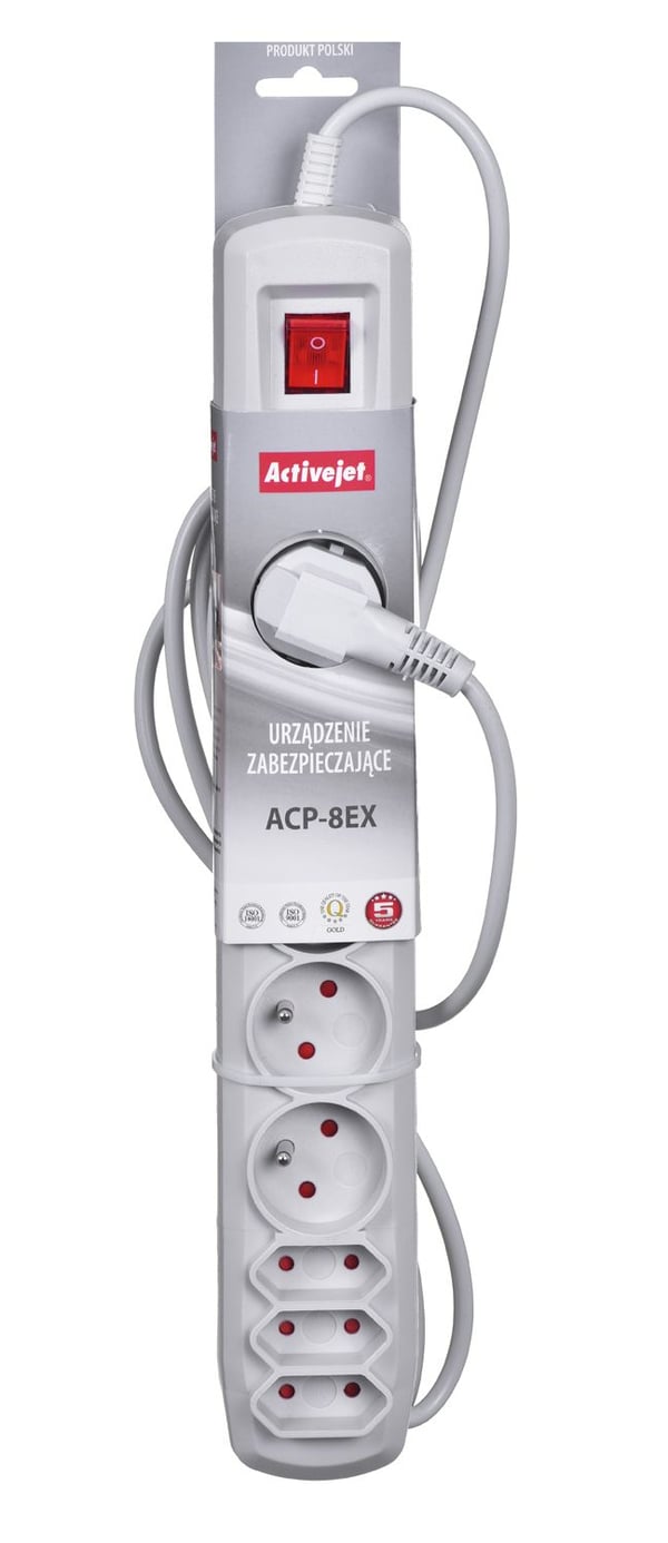 Activejet APN-8G/3M-GR, 3 m, inomhus, Typ C, Typ E, Typ E, Plast, Grå