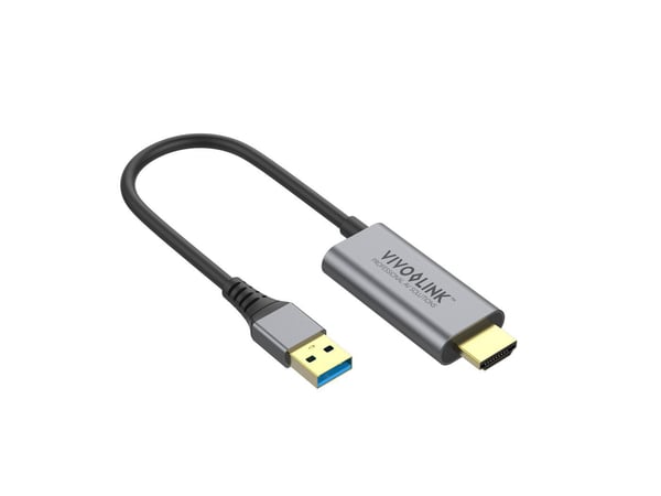 VivoLink - Adapterkabel - USB-C hona rak till HDMI, USB typ A hane rak - 15 cm - svart - 4K30Hz stöd