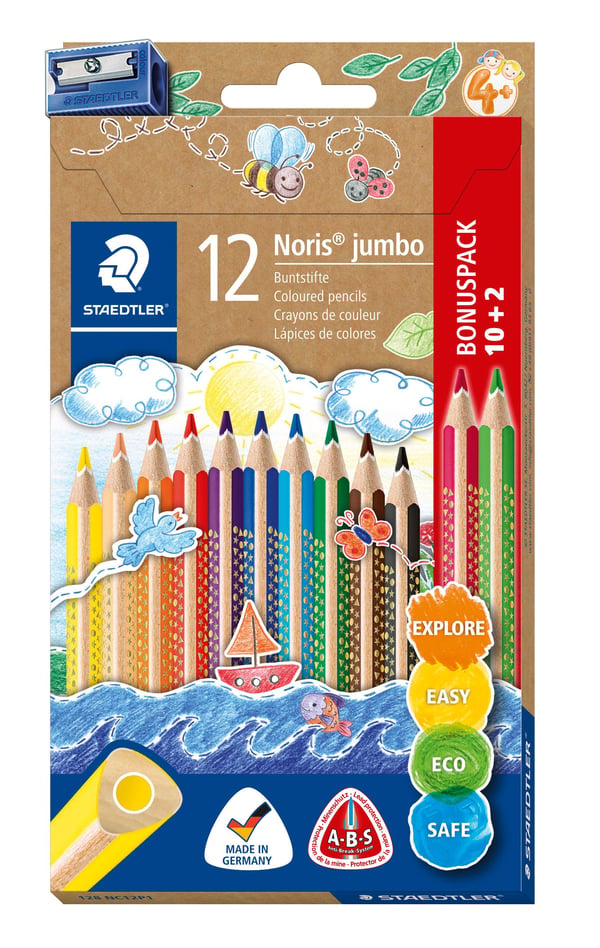 STAEDTLER Noris Club® triplus® Jumbo - ergonomisk triangulär - med 10+2 st. - assistent färger
