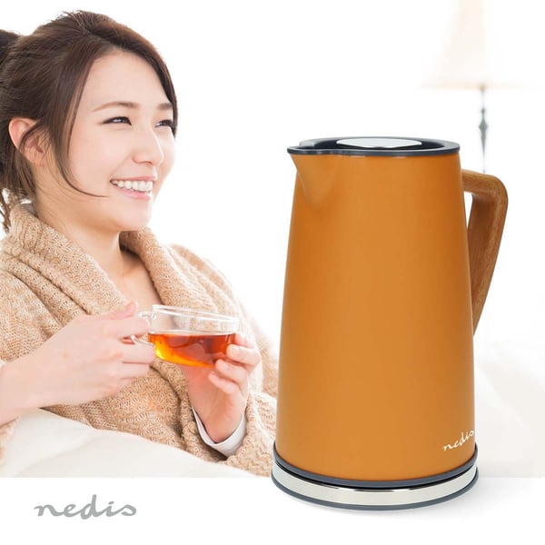 Nedis KAWK510EOR, 1,7 l, 2200 W, Orange, Stål, Vattennivå indikator, Sladdlös