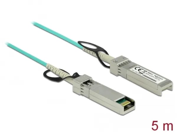 Delock - Nettverkskabel - SFP+ (hann) til SFP+ (hann) - 5 m - 3 mm - fiberoptisk - SFF-8431/SFF-8432 - Active Optical Cable (AOC) - akvamarin