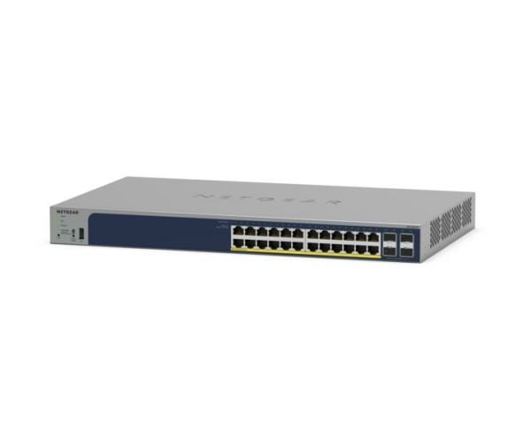 NETGEAR Smart GS728TPP - Kytkin - L3 Lite - älykäs - 24 x 10/100/1000 (PoE+) + 4 x SFP - monterbar på stativ - PoE+ (720 W)