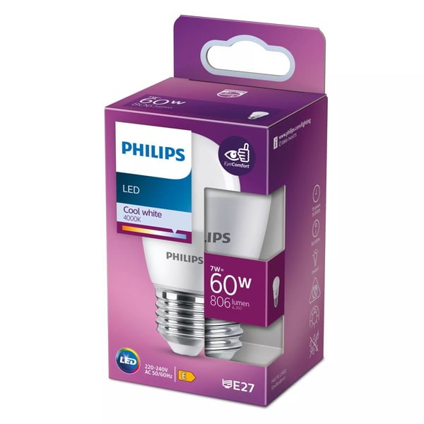 Philips Kynttilälamppu ja Lustre, 7 W, 60 W, E27, 806 lm, 15000 h, Viileä valkoinen