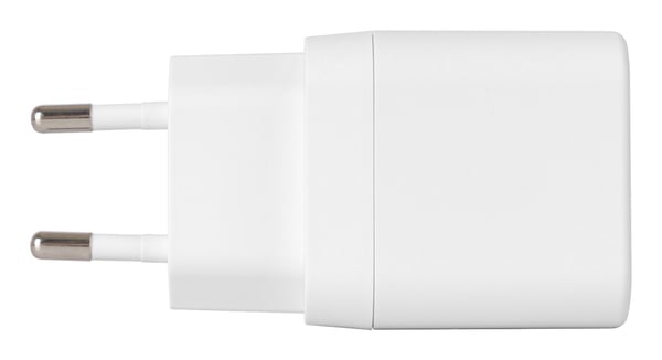 DELTACO - Strømadapter - 12 watt - 2 utgangskontakter (USB) - hvit