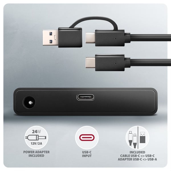 Axagon ADSA-FPX, USB Type-C, SATA, Musta, PC / Notebook / Tablet, Kiina, CE, RoHS