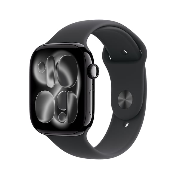 Apple Watch Series 11 GPS 46mm Jet Black Aluminium Case with Black Sport Band - S/M