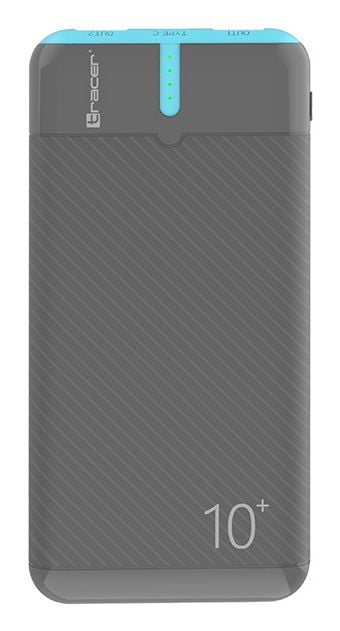 Tracer EnerGo - Powerbank - 10000 mAh - 37 Wh - 3 lähtöliitäntää (2 x USB, USB-C) - valkoinen, musta