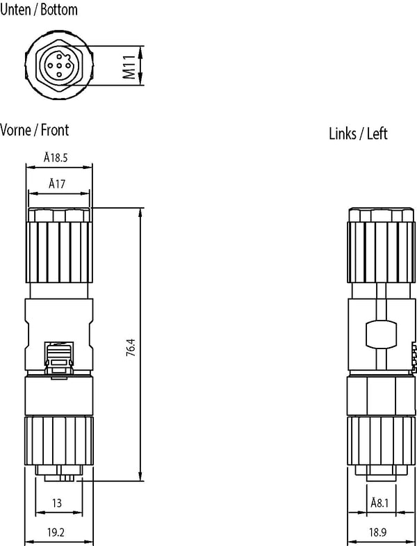 Siemens 6GK19050EB106AA0 Anturi-/toimilaiteliitin M12, napamäärä (RJ): 5, 1 kpl