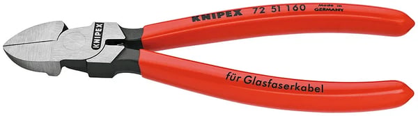 Knipex 72 51 160, Diagonal tang, Kromvanadiumstål, Plast, Rød, 160 mm, 166 g