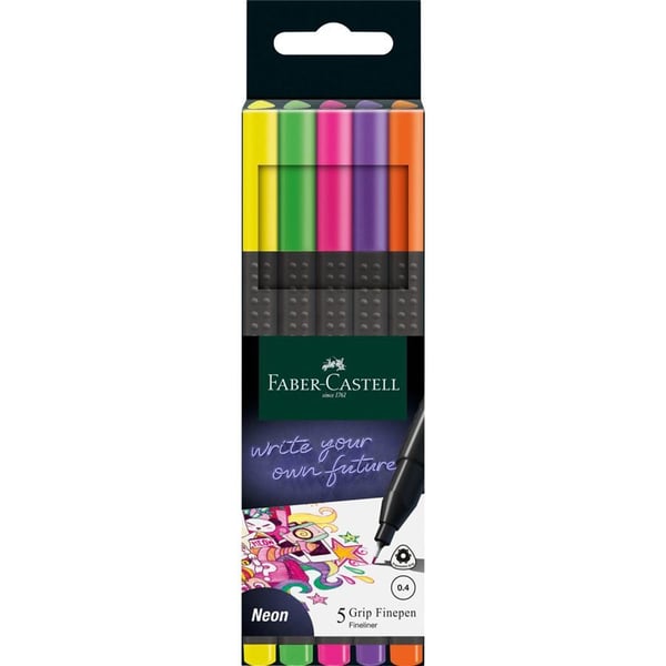 Faber-Castell 151603, Lysegrønn, Oransje, Rosa, Fiolett, Gult, Flerfarget, 0,4 mm, Fint, Plast, Trekant