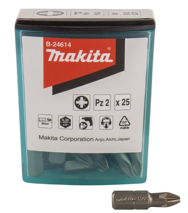 Makita B-24614, 3 stykker, Kors, 1/4", PZ 2, 25 mm