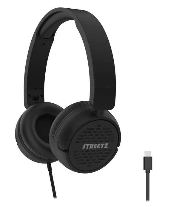 Streetz HC210-BLK, Koblet med ledninger (ikke trådløs), Samtaler/musikk, 150 g, Hodesett, Svart