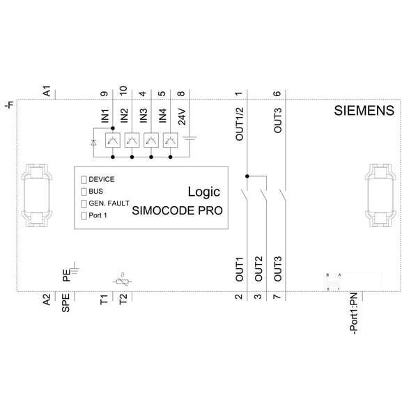 Siemens 3UF70111AU002 3UF7011-1AU00-2 Moottorinohjausyksikkö, 131 mm, 54 mm, 134 mm, 336 g, 1 kpl