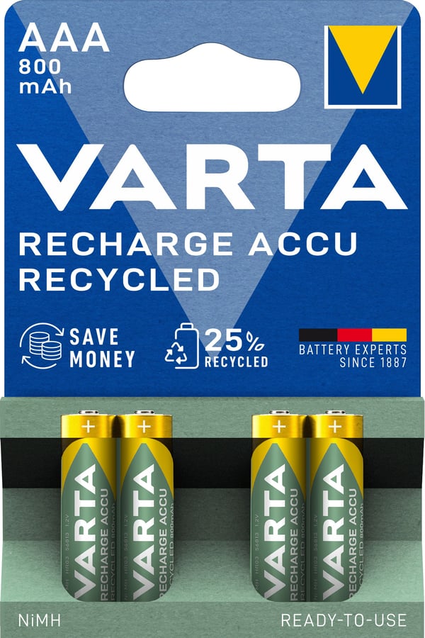 Varta Recharge Accu Recycled 56813 - Batteri 4 x AAA - NiMH - (ladbare) - 800 mAh