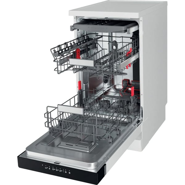 Whirlpool WSFO 3O23 PF, Frittstående, Slimline (45 cm), Hvit, Svart, Knapper, 1,3 m