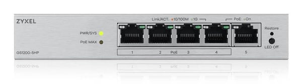 Zyxel GS1200-5HPv3 administrerbar switch 5-port Gigabit PoE+ 68 W