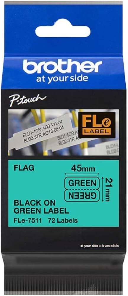 Brother - Polyester - sort på grønt - 21 x 45 mm 72 etikett(er) (1 rull(er) x 72 stanseskårne etiketter - for P-Touch PT-D800W