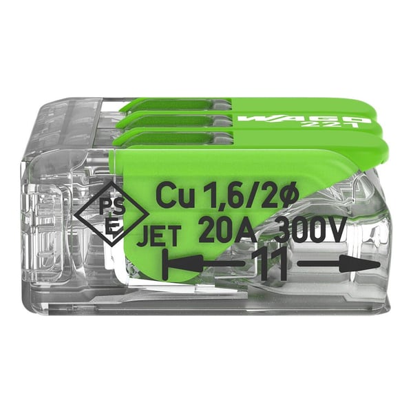 WAGO 221-423 vipuliitin 3-napainen 0,2-4 mm² 32 A vihreä 50 kpl