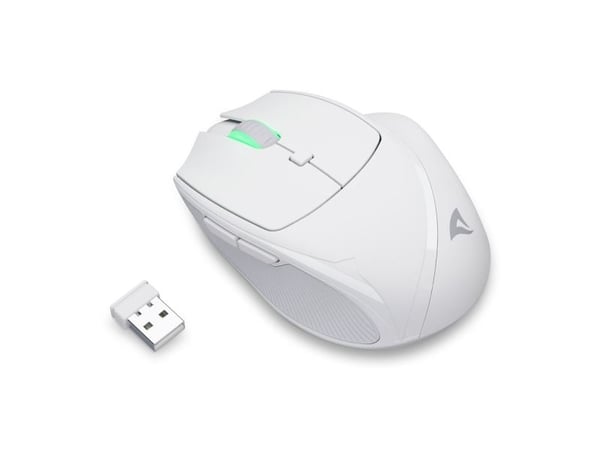 Sharkoon OfficePal M25W - Mus - optisk - 6 knappar - trådlös, kabelansluten - 2.4 GHz - trådlös USB-mottagare - vit - hängande låda
