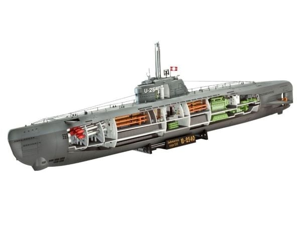 Revell U-Boot Typ XXI U 2540 &Interieur, U-båtsmodell, Monteringssats, 1:144, U-Boot Typ XXI, Alla, Plast