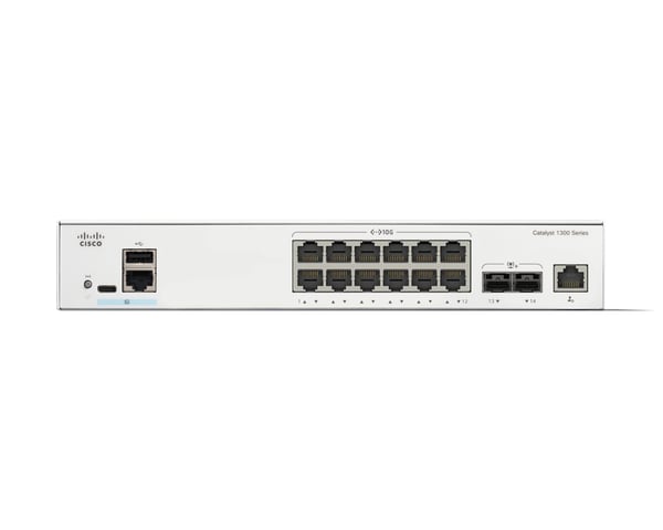 Cisco Catalyst 1300-12XT-2X - Switch - L3 - smart - 12 x 10GBase-T + 2 x 10 Gigabit SFP+ - rackmonterbar - gjenfabrikert