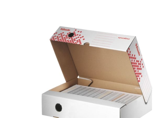 Esselte Speedbox - Boxfil - ryggbredd: 80 mm - för A4 (210 x 297 mm), Foolscap (216 x 343 mm) - vit