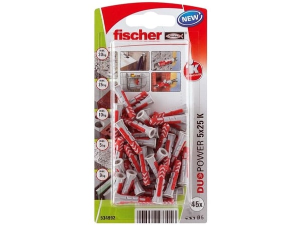 Fischer 534992 DuoPower 5 x 25 K NV 2-komponent rawplug 25 mm 5 mm - 45 stk