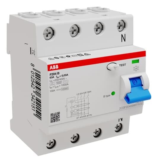 ABB RCD TypeB 4P 63A 30mA 3kA 4TE F204B-63/0.03-4TE ( 2CSF204568R1630 )