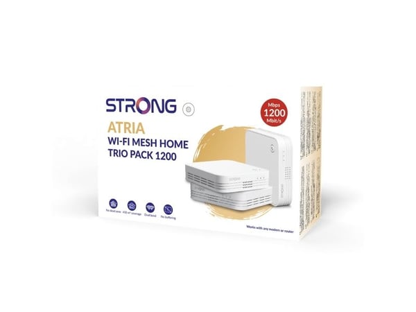 Strong WI-FI MESH HOME TRIO PACK 1200, Valkoinen, Sisäinen, Verkkosatelliitti, 450 m², Kaksitaajuus (2,4 GHz/5 GHz), Wi-Fi 5 (802.11ac)