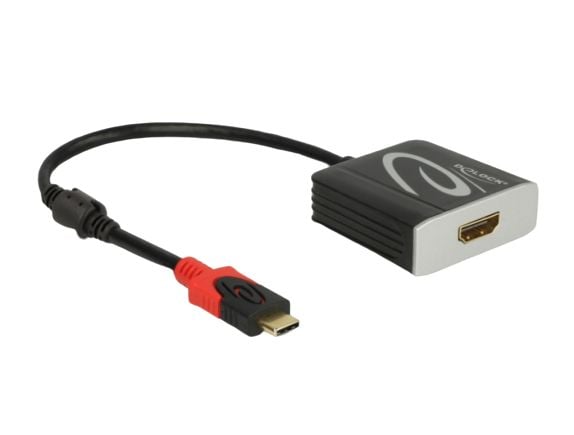 Delock - Video adapter - USB-C hann til HDMI hunn - 20 cm - svart - 4K-støtte, aktiv