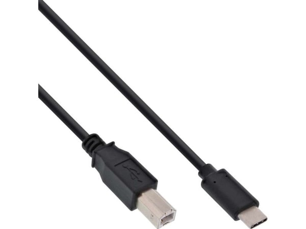 InLine 35766, 0,5 m, USB C, USB B, USB 2.0, Hankjønn/hankjønn, Svart