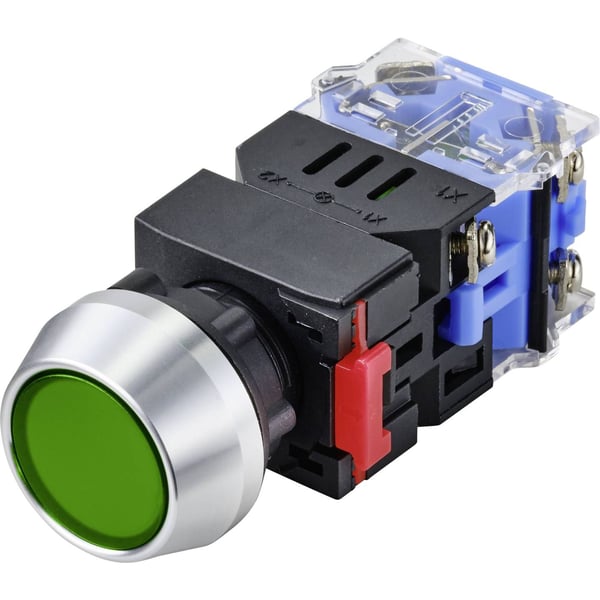 Conrad LAS0-L-11Z/G/12V Trykknapp 250 V 5 A 1 x Av/An IP40 låsbar 1 stk, 250 V, 5 A