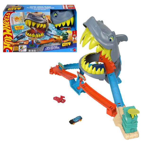 Hot Wheels City Shark Chomp Beach JHL96 leikkisetti, 1:64-metalliauto