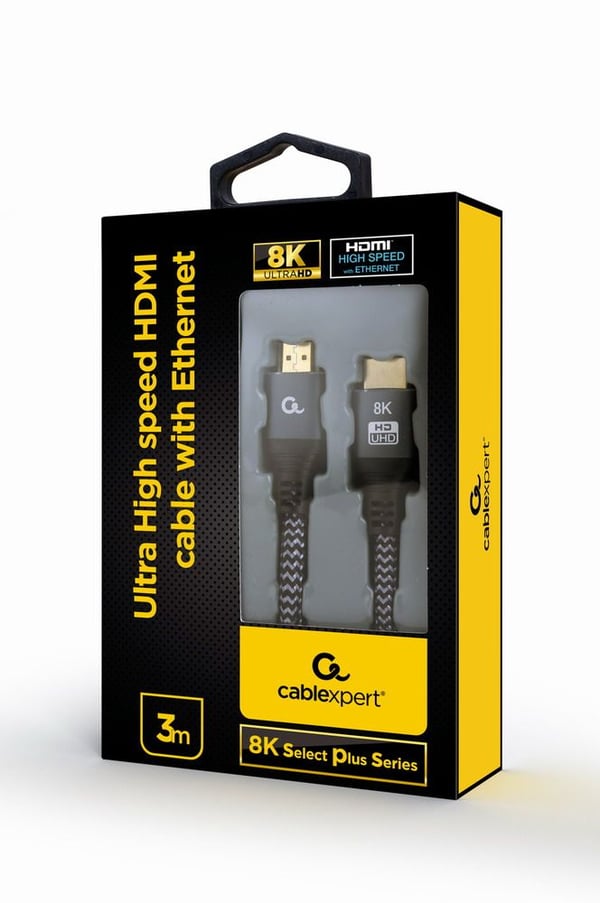 Cablexpert Select Plus Series - Ultra High Speed - HDMI-kabel med Ethernet - HDMI hann til HDMI hann - 3 m - skjermet - støtter 21:9 kinosideforhol...