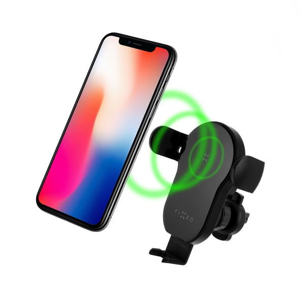 FIXED Matic - Trådlös laddningshållare för bil - automatisk + internt batteri - 30 mAh - 15 Watt - 1.1 A - QC 3.0 - svart