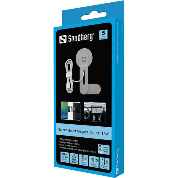 Sandberg ScreenMount - Trådløs ladepute - skjermmonterbar - 15 watt