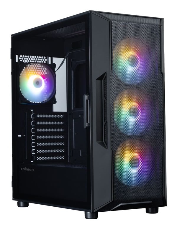 Zalman i3 NEO V2 - Mid tower - ATX - genomskinlig sidopanel (härdat glas) - ingen strömförsörjning (ATX) - svart - USB/ljud