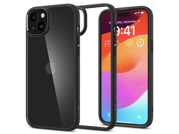 Spigen ACS06657, Mobilskal, Apple, iPhone 15 Plus, 17 cm (6.7"), Svart, Transparent