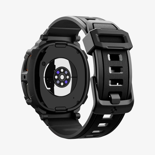 Spigen Rugged Armor Pro, Kotelo + hihna, Älykello, musta, Samsung, Watch 8 (40mm), Termoplastinen polyuretaani (TPU)