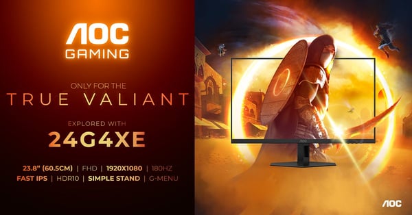 AOC 24G4XE, 60,5 cm (23.8"), 1920 x 1080 pikseliä, Full HD, LCD, 1 ms, Musta, Harmaa