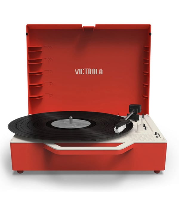 Victrola Re-Spin, Remdriven skivtallrik, Röd, 45 RPM, Rotations-, 50 dB, Rak tonarm