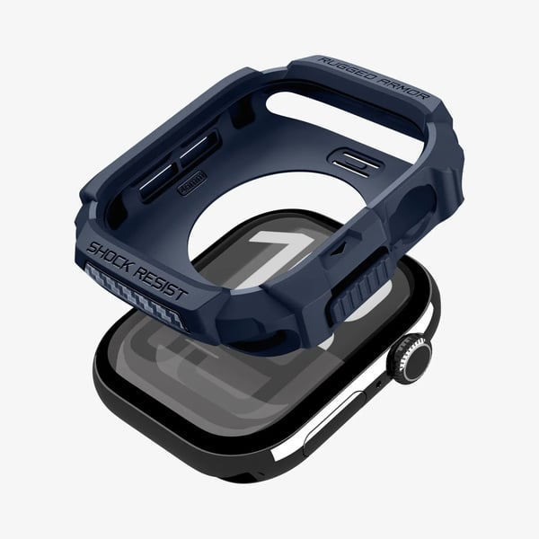 Spigen Rugged Armor 2, Ask, Smartwatch, Marinblå, Apple, Apple Watch 10/11 (42mm), Termoplastisk polyuretan (TPU)