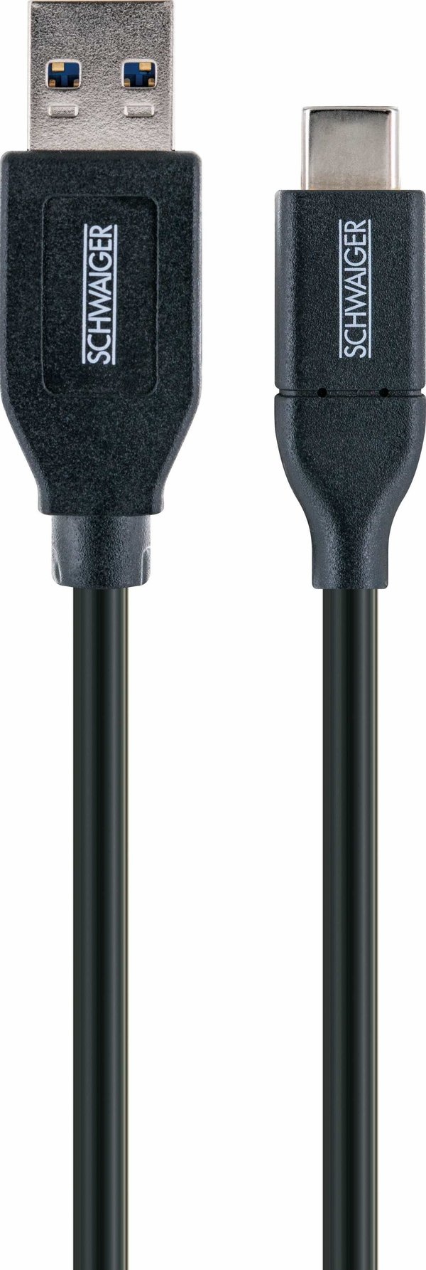 Schwaiger Power4You Professional - USB-kabel - USB typ A (hane) till USB-C (hane) - USB 3.1 Gen2 - 3 A - 50 cm - rund - svart